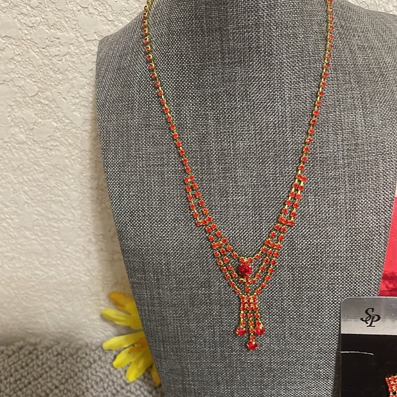 Red Necklace Set by Sofia - Picture 2 of 6